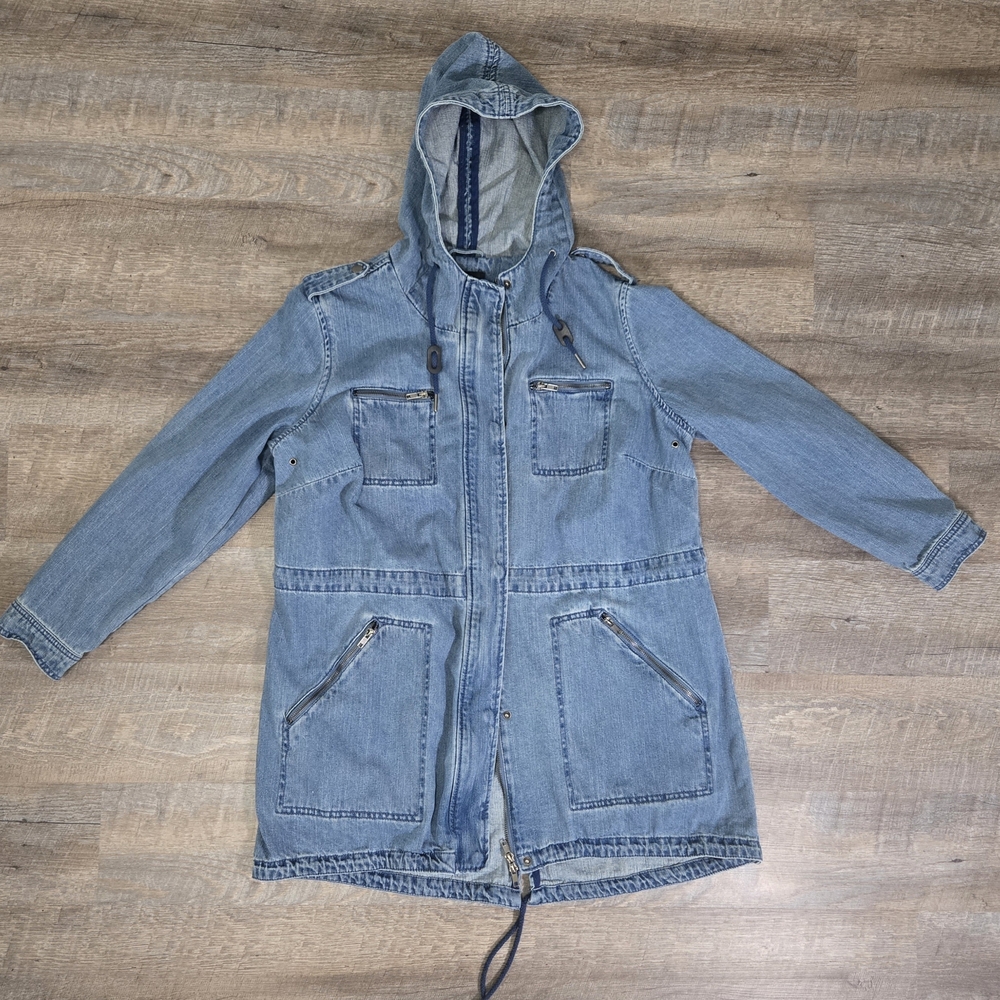 ellos Blue Jean Jacket with Hood